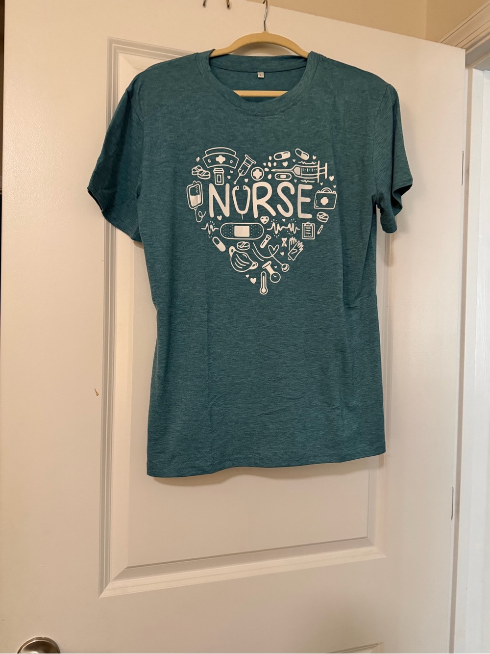Women's Teal Nurse Heart Graphic Tee